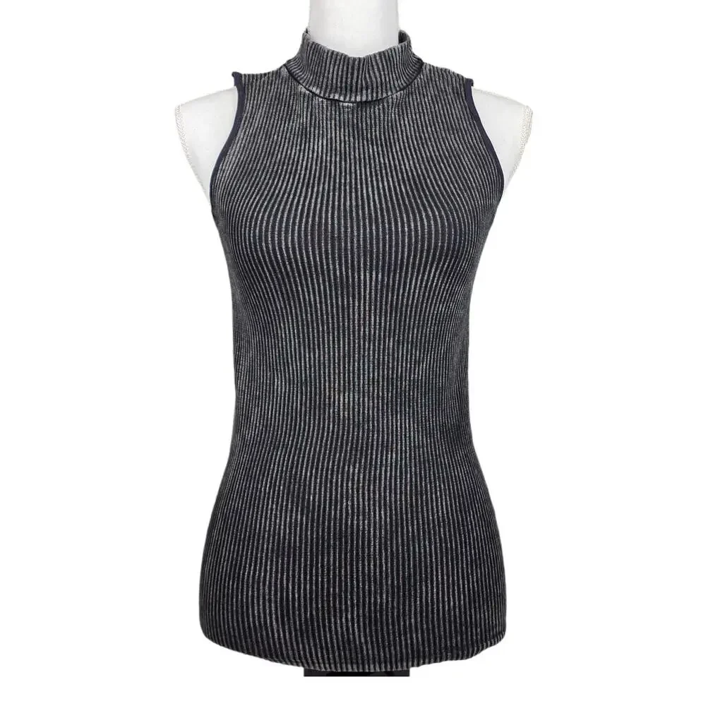 FREE PEOPLE INTIMATELY FP DISTRESSED RIBBED SLEEVELESS TOP – SIZE M/L – BLACK